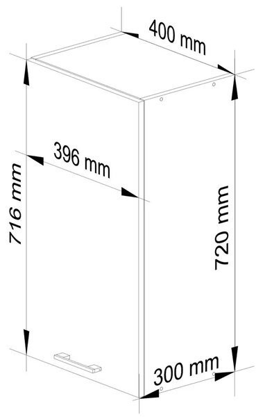 Horní kuchyňská skříňka 40 cm VERMINA - bílá / černá lesklá