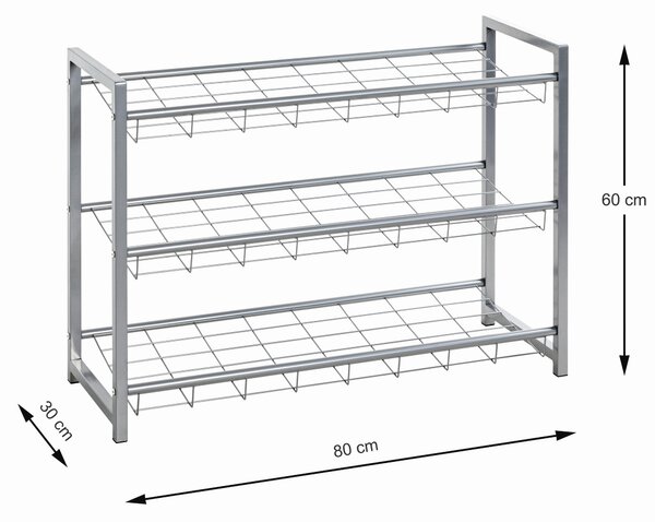 REGÁL NA BOTY, barvy hliníku, 80/60/30 cm Carryhome - Regály na boty