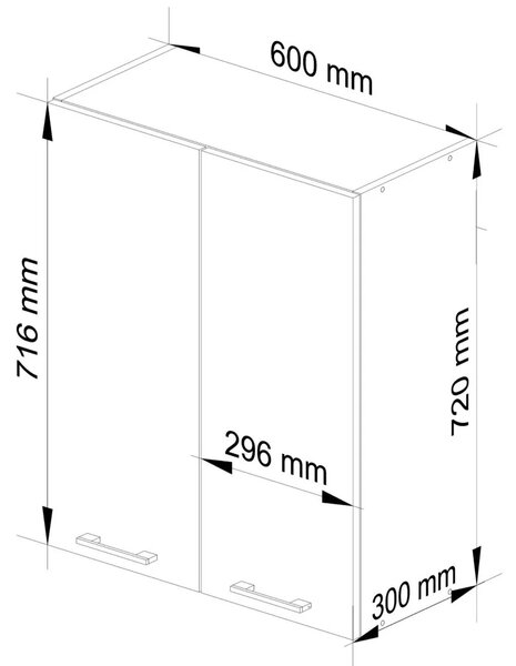 Horní kuchyňská skříňka 60 cm VERMINA - bílá / bílá lesklá