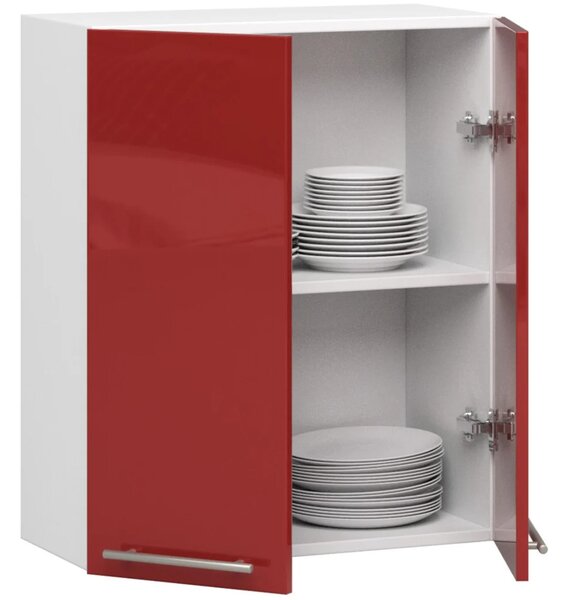 Horní kuchyňská skříňka 60 cm VERMINA - bílá / červená lesklá