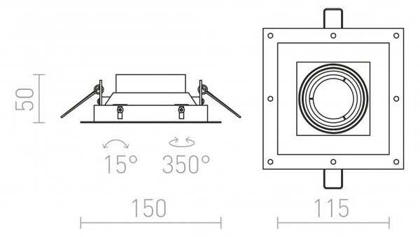 RED R12045 IPSO SQ frameless bílá 230V GU10 50W - RED - DESIGN RENDL