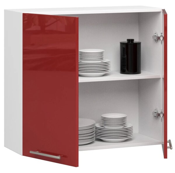 Horní kuchyňská skříňka 80 cm VERMINA - bílá / červená lesklá