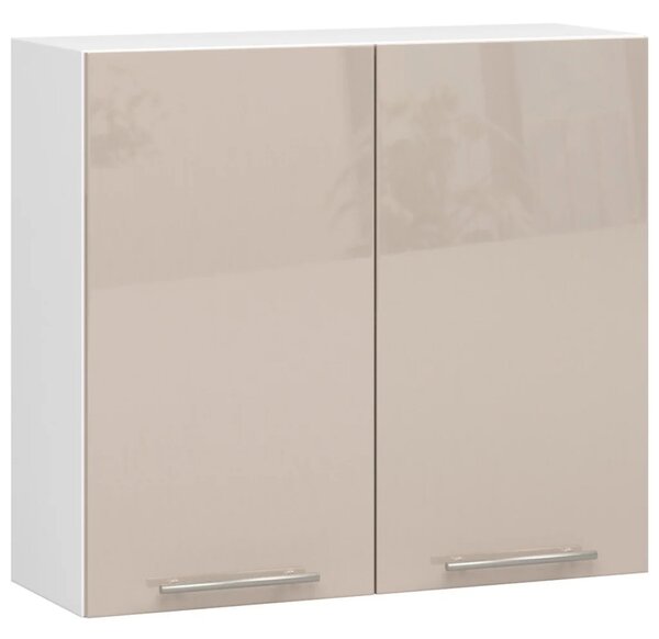 Horní kuchyňská skříňka 80 cm VERMINA - bílá / cappuccino lesklá