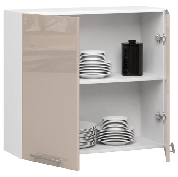 Horní kuchyňská skříňka 80 cm VERMINA - bílá / cappuccino lesklá