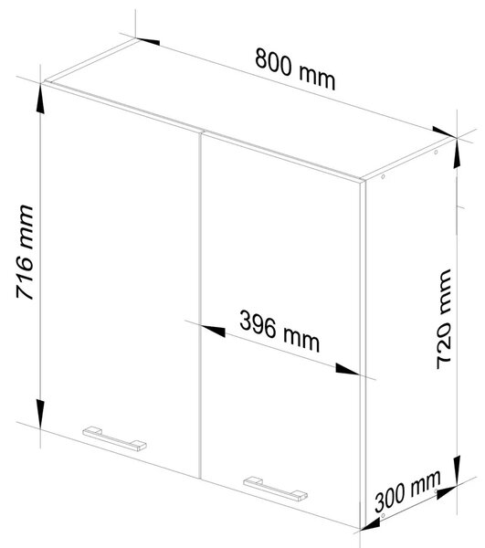 Horní kuchyňská skříňka 80 cm VERMINA - bílá / bílá lesklá