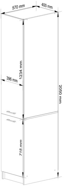 Vysoká kuchyňská skříň 40 cm VERMINA - bílá