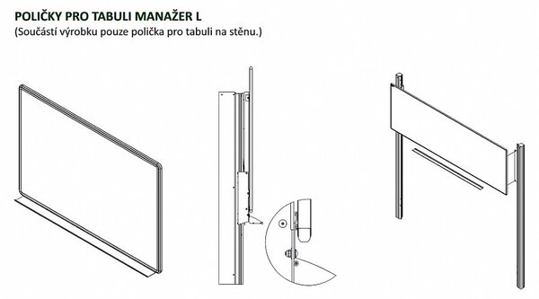 Magnetická tabule s odkládací poličkou MANAŽER L 75 x 100 cm (potisk) - linky 100 mm (100751001102)