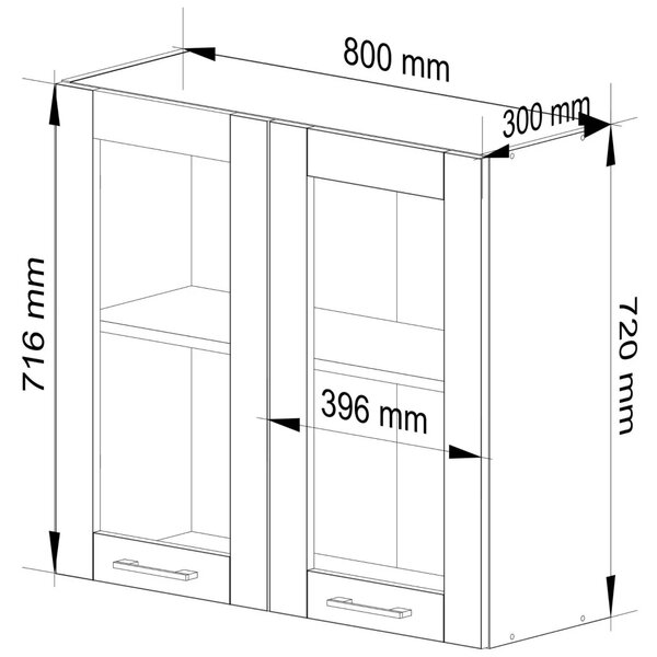 Horní prosklená skříňka 80 cm VERMINA - bílá