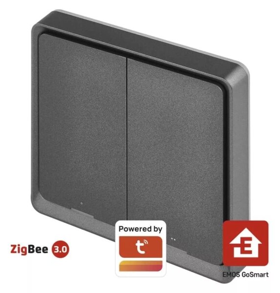 Vypínač 2-tlačítkový GoSmart Tuya černá
