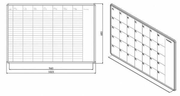 Plánovací tabule týdenní PK L 70 x 100 cm