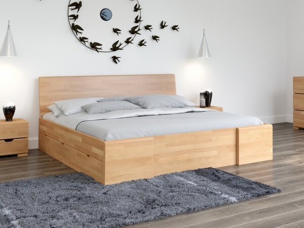 Buková postel s úložným prostorem - Hessler Drawers Odstín moření: Ořech, Rozměr: 120x200