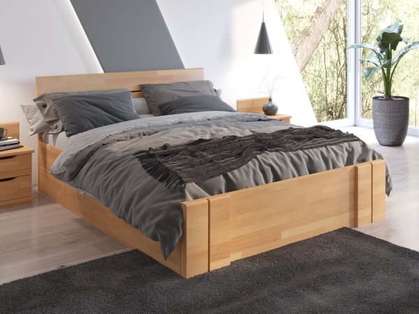Buková postel s úložným prostorem - Arhus Drawers Odstín moření: Buk přírodní, Rozměr: 120x200