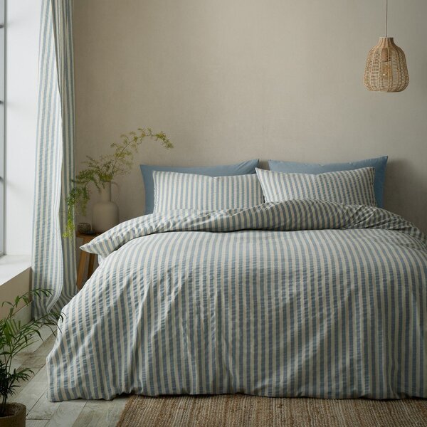 Modré povlečení na jednolůžko 135x200 cm Cotton Rich Woven Stripe – Pineapple Elephant