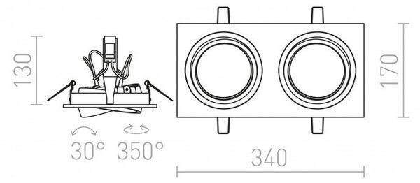 RED R12703 AKCE - PASADENA G53 SQ II bílá 12V G53 2x50W - RED - DESIGN RENDL