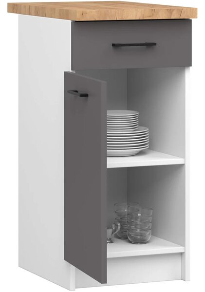 Dolní kuchyňská skříňka 40 cm VERMINA se šuplíkem - bílá / šedá