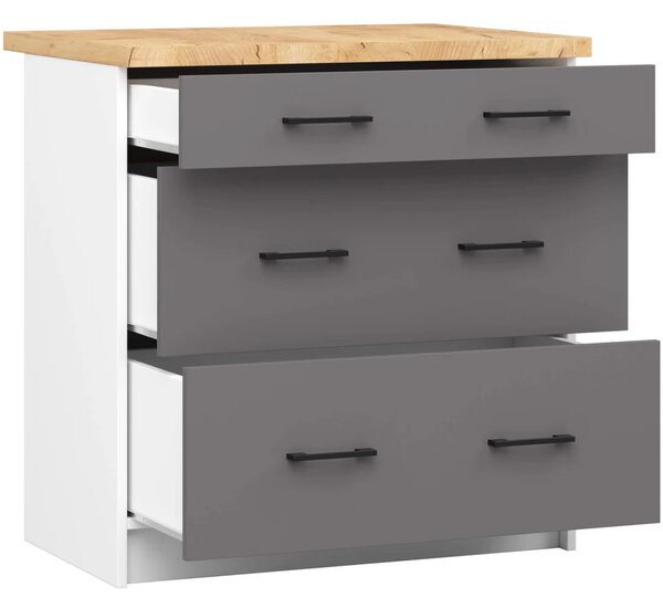 Kuchyňská skříňka se šuplíky 80 cm VERMINA - bílá / šedá