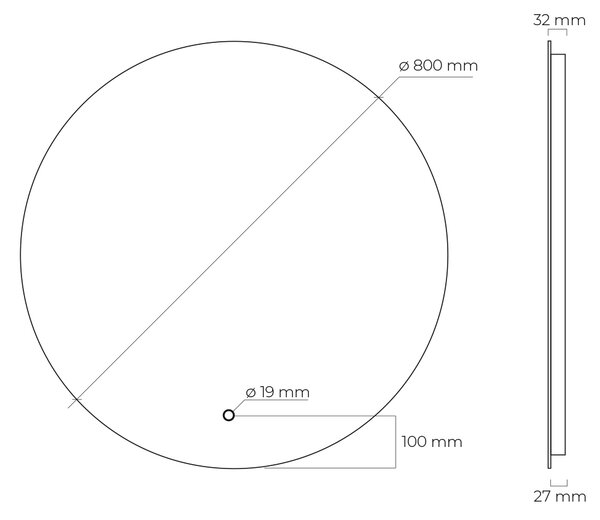 Oltens Nordlis zrcadlo 80x80 cm kulatý s osvětlením s vyhřívací podložkou 64109000