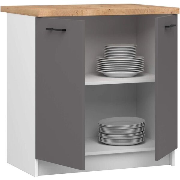 Dolní kuchyňská skříňka 80 cm VERMINA - bílá / šedá