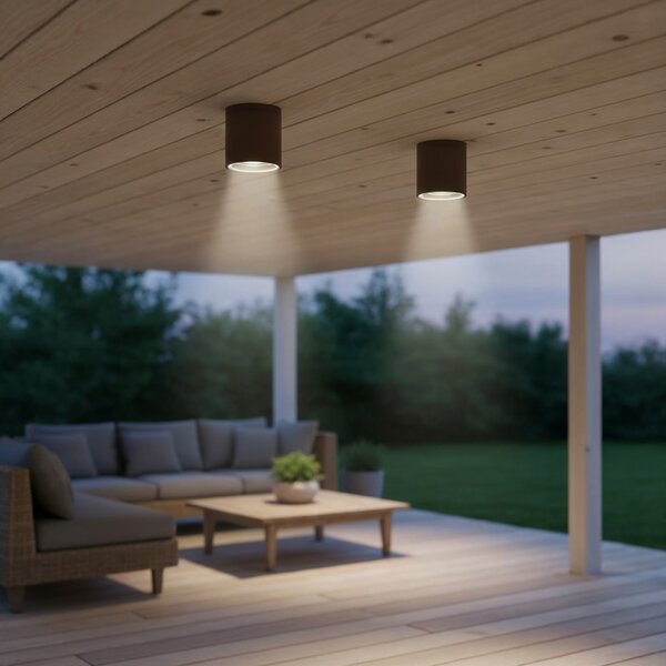 Ideal Lux 163666 venkovní stropní svítidlo Gun Coffee 1x28W|GU10|IP44 - hnědé