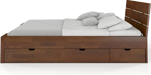 Postel s úložným prostorem - Arhus Drawers - borovice Odstín moření: Ořech, Rozměr: 120x200