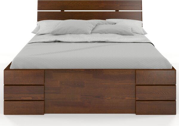 Postel s úložným prostorem - Sandemo Drawers - borovice Odstín moření: Palisander, Rozměr: 120x200