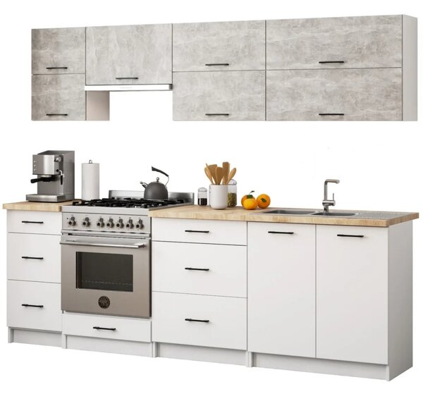 Horní závěsná kuchyňská skříňka 80 cm VERMINA - bílá / beton