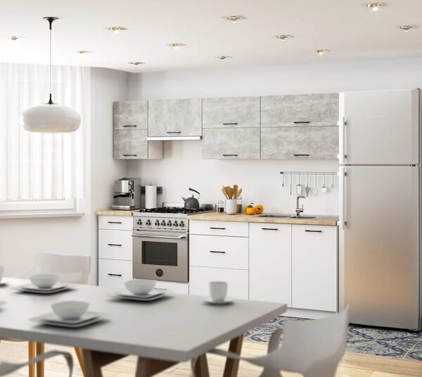 Horní závěsná kuchyňská skříňka 80 cm VERMINA - bílá / beton