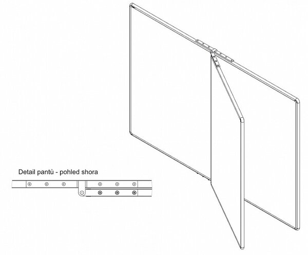 Magnetická tabule se středním křídlem PIVOT KB/KZ 200 x 120 cm - PIVOT KB + KZ 200/120