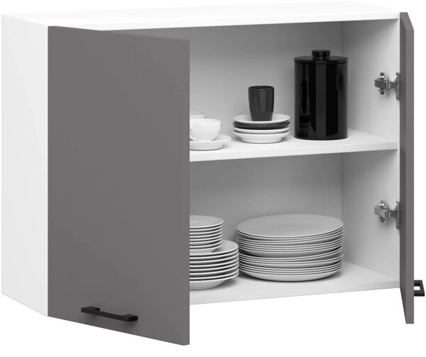 Závěsná kuchyňská skříňka 80 cm VERMINA - bílá / šedá