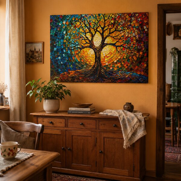 Obraz na plátně - Strom života Kaleidoskop přírody FeelHappy.cz Velikost obrazu (šířka x výška): 40 x 30 cm