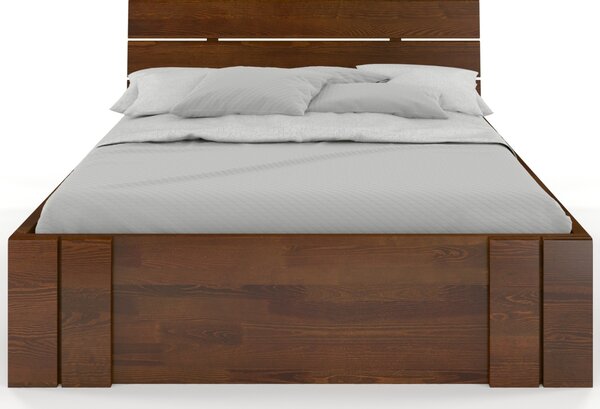 Postel s úložným prostorem - Arhus Drawers - borovice Odstín moření: Ořech, Rozměr: 120x200