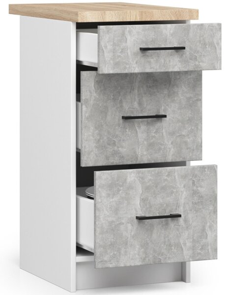 Dolní šuplíková skříňka 40 cm VERMINA - bílá / beton