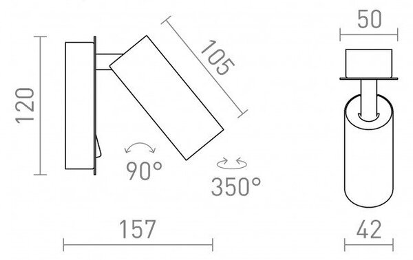 TAPIO I SQ nástěnná černá 230V LED 4.5W 3000K - RED - DESIGN RENDL