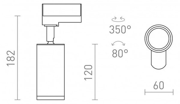 BELENOS pro tříokr. lištu černá 230V LED GU10 9W - RED - DESIGN RENDL