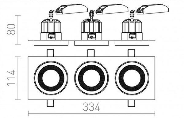 SHARM SQ III zápustná černá měď/měď 230V LED 3x10W 24° 3000K - RED - DESIGN RENDL