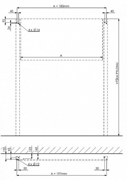 Magnetická tabule MANAŽER K/PYLON AL 200 x 120 cm - MAN K 200/120 + PY jedn