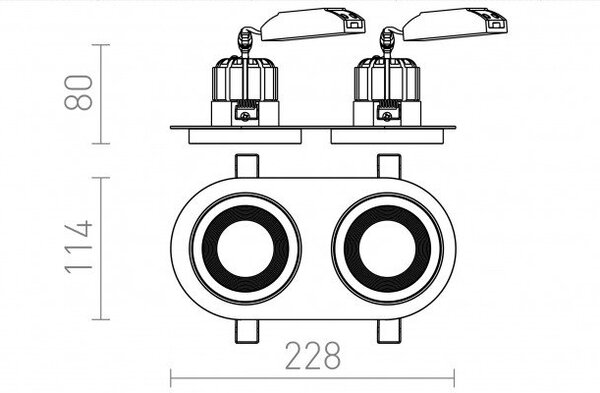 SHARM R II zápustná černá/černá měď 230V LED 2x10W 24° 3000K - RED - DESIGN RENDL