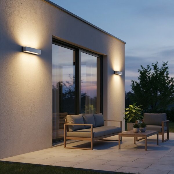 Ideal Lux Ideal Lux 163543 venkovní nástěnné svítidlo Andromeda Grigio 2x60W|E27|IP54 - šedé