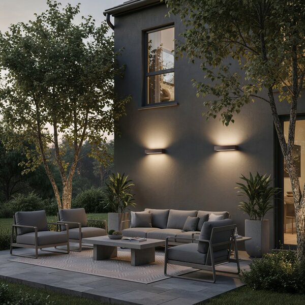 Ideal Lux Ideal Lux 163543 venkovní nástěnné svítidlo Andromeda Grigio 2x60W|E27|IP54 - šedé