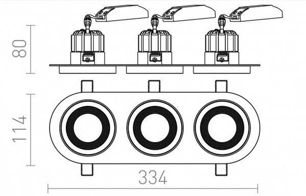 SHARM R III zápustná černá/černá měď 230V LED 3x10W 24° 3000K - RED - DESIGN RENDL
