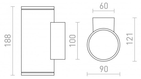 LIZZI II nástěnná antracitová 230V GU10 35W IP54 - RED - DESIGN RENDL