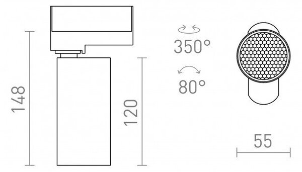 FORZA pro tříokr. lištu bílá 230V LED GU10 10W - RED - DESIGN RENDL