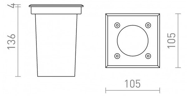 ORBU SQ 10 zápustná nerezová ocel 230V LED GU10 15W IP67 - RED - DESIGN RENDL