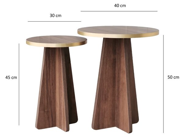 ASIR Set konferenčních stolků MUSHROOM tmavých a zlatých