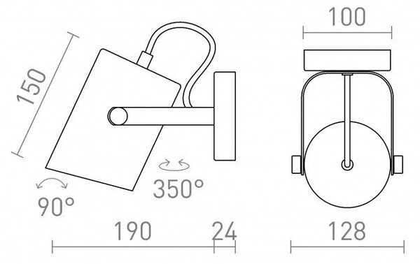 RED R13612 HAREN přisazená měď/černá 230V E27 15W - RED - DESIGN RENDL