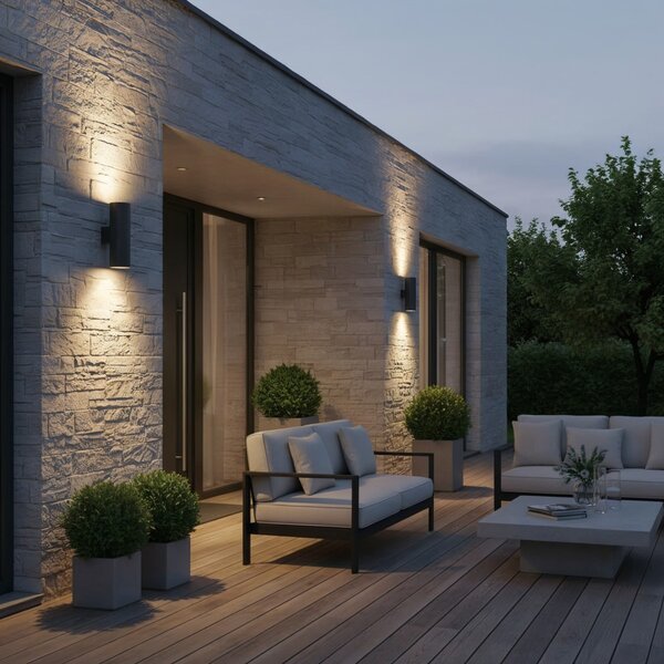 Ideal Lux 236858 venkovní bodová nástěnná lampa Gun 2x60W | E27 | IP54 - antracit