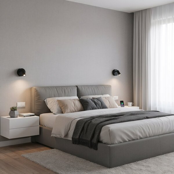 Ideal Lux 260617 LED nástěnné svítidlo Bean round 1x3,5W | 220lm | 3000K - vypínač na těle, černá