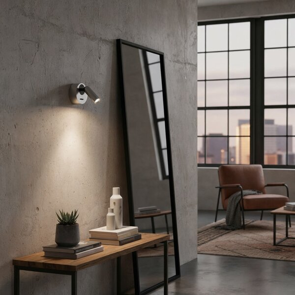 Ideal Lux 260631 LED nástěnné svítidlo Bean round 1x3,5W | 220lm | 3000K - vypínač na těle, nikl