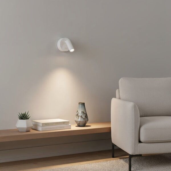 Ideal Lux 260600 LED nástěnné svítidlo Bean round 1x3,5W | 220lm | 3000K - vypínač na těle, bílá