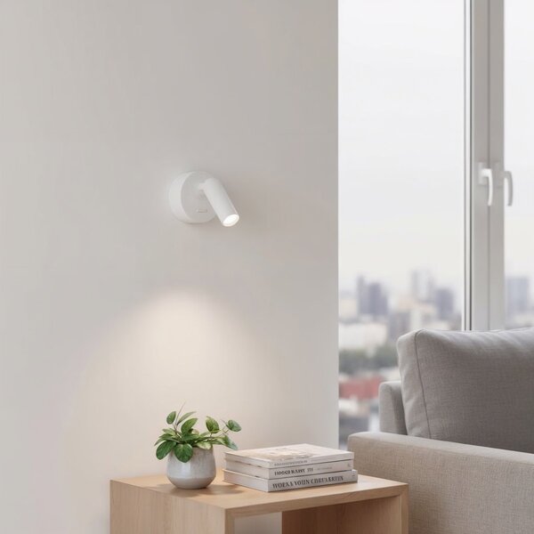 Ideal Lux 260600 LED nástěnné svítidlo Bean round 1x3,5W | 220lm | 3000K - vypínač na těle, bílá